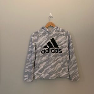 uni-sex kids adidas grey and white basic hoodie